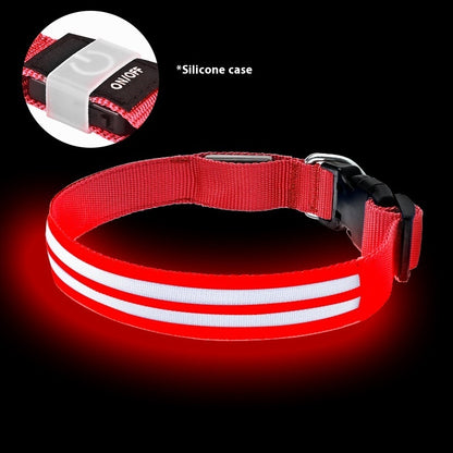 Shiny Dog Collar Double Fiber Pet Night Collar