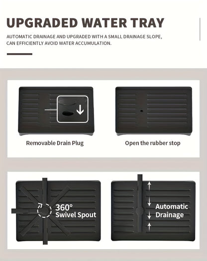 1pc Large Capacity 2-Tier Dish Drying Rack with Drainboard, Double-Layer Bowl & Cup Rack, Detachable Over The Sink Organizer for Kitchen Counter, Black & White - Ideal for Plates, Bowls, Cups & Cutlery Storage, Dish Drying Rack