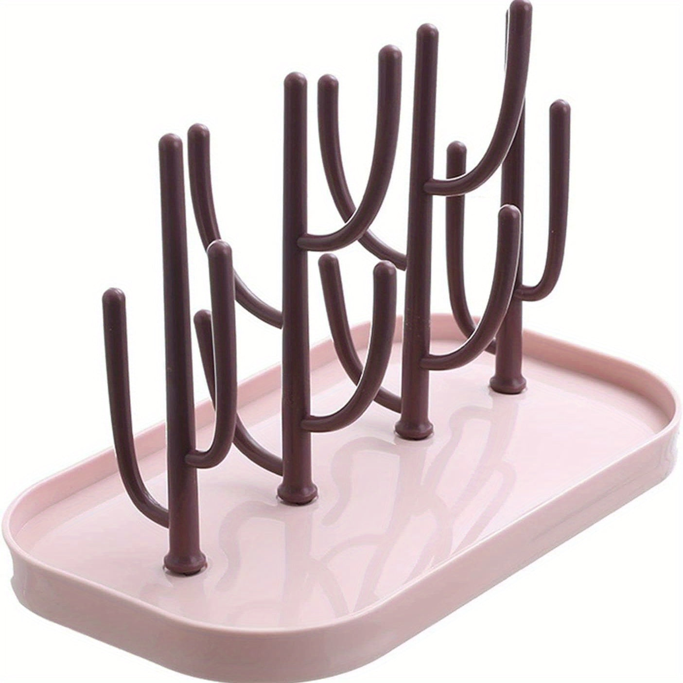 Space-Saving Cactus-Inspired Youngsters Bottle Drying Rack with Base - Holds Multiple Bottles, Teats, Cups & Pump Parts, Durable Material, Ideal for Organizing Parenting Essentials