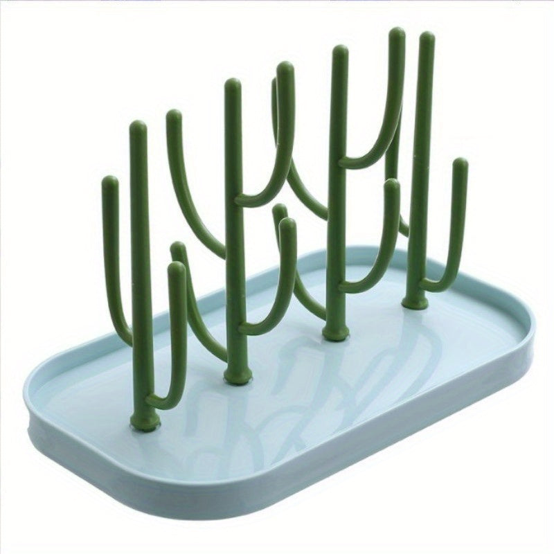 Space-Saving Cactus-Inspired Youngsters Bottle Drying Rack with Base - Holds Multiple Bottles, Teats, Cups & Pump Parts, Durable Material, Ideal for Organizing Parenting Essentials
